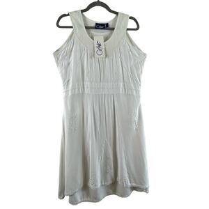 Coline NWT White Sleeveless Dress Crochet Embroidery Bachelorette Wedding Sz L